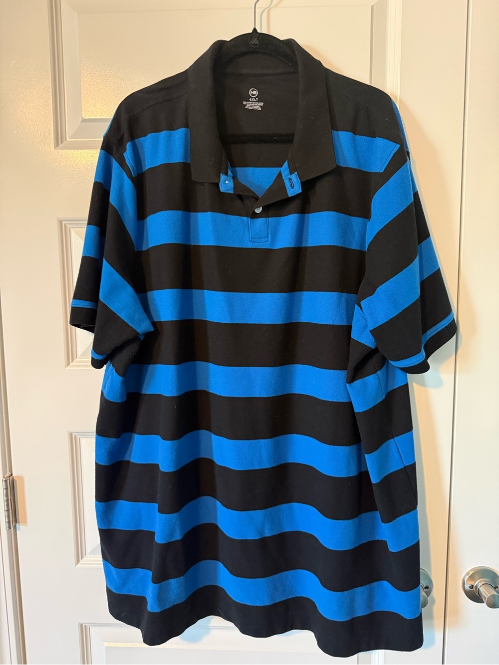 Men's Black & Blue Striped Polo Shirt